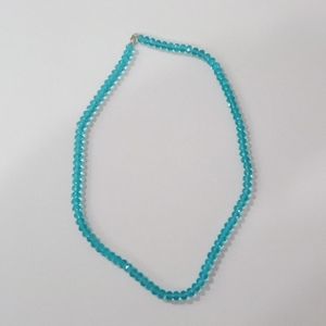Very Nice Turquoise Color Glass Bead Necklace With Lobster Clasp (25")